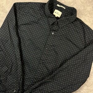 Ben Sherman Button Up Shirt Mens L Black Geometric Paisley Stretch Fit Preppy
